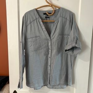 Light Grey Linen Button Front Shirt